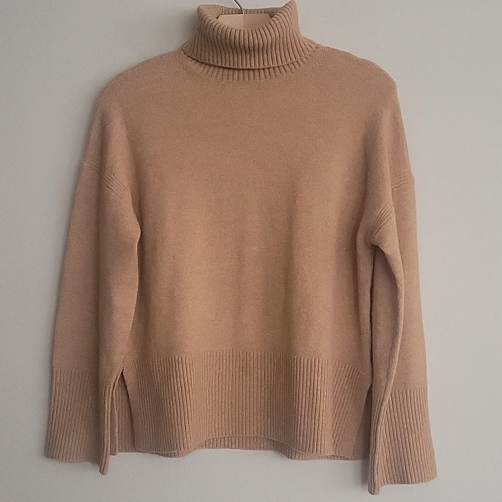 J. Crew Alpaca Merino Wool Blend Camel Turtleneck Sweater